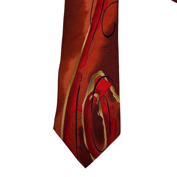Jerry Garcia Collection 100 Percent Silk Red Abstract Design Necktie - Picture 6 of 6